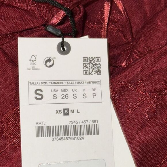 ZARA | Burgundy | SHORT SLEEVE JUMPSUIT WITH SURPLICE V-NECKLINE - Picture 14 of 15